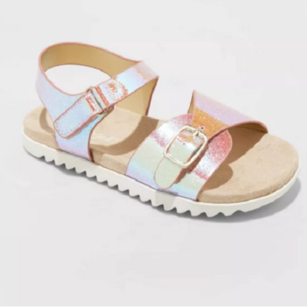 Cat & Jack Girls Shaelyn Molded Footbed Glittery Sandals